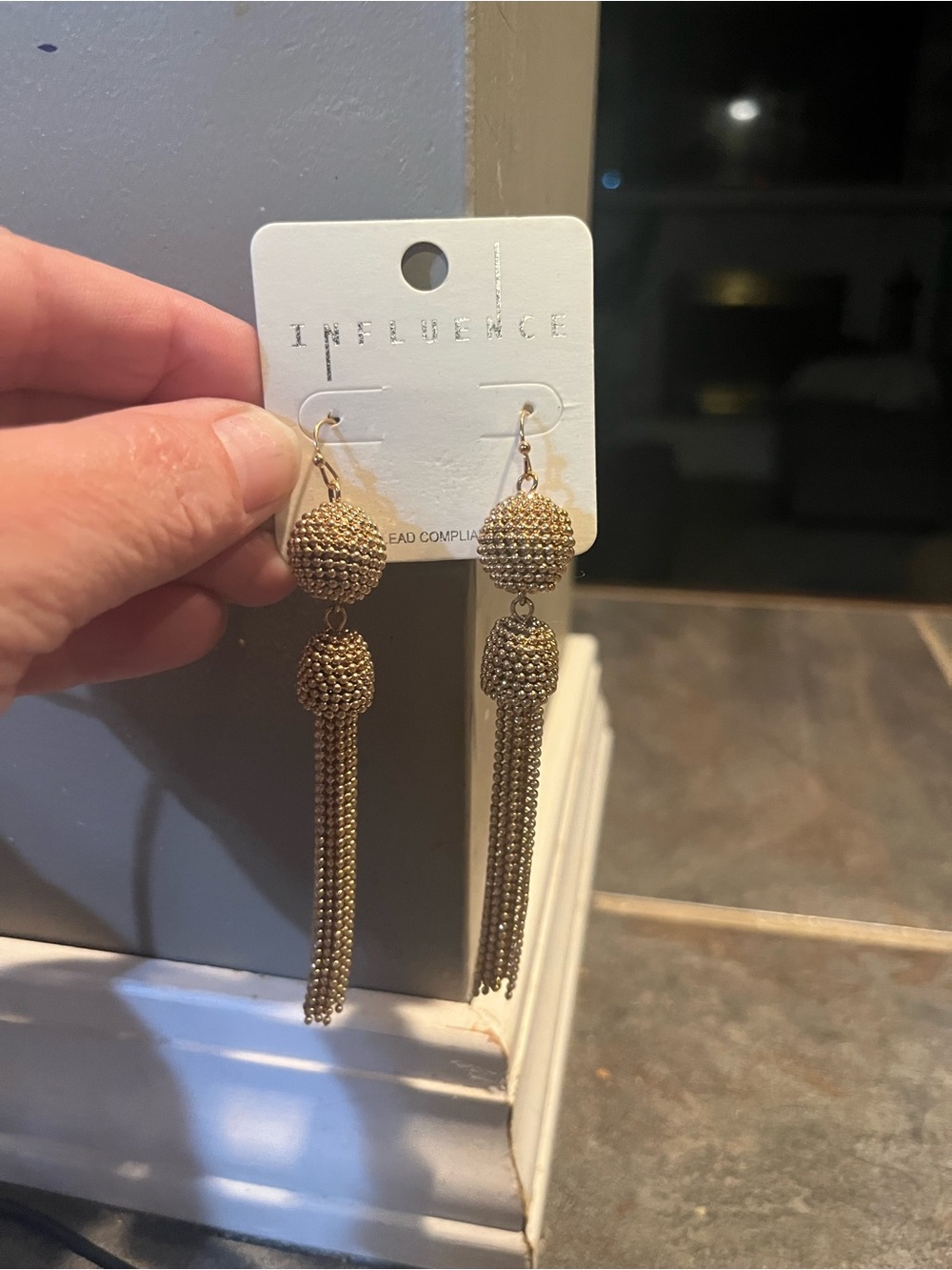 Influence Gold Beaded Tassel Dangle Earrings